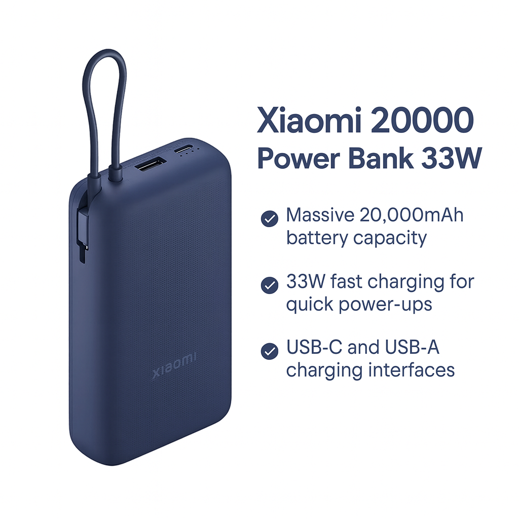 پاوربانک شیائومی ۲۰۰۰۰ میلیآمپرساعت 33 وات مدل PB2030MI