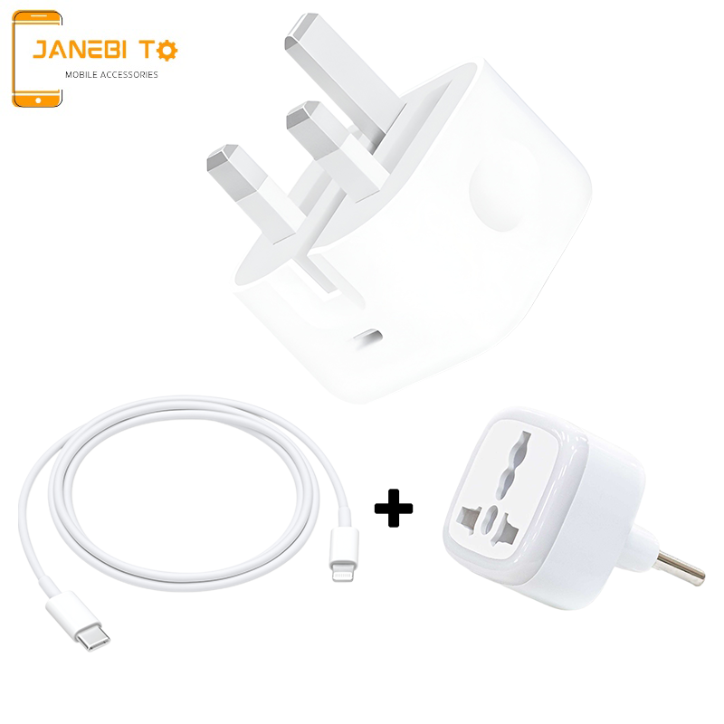 شارژر گوشی اصلی اپل 20 وات به همراه کابل + تبدیل چراغدار هدیه